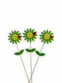 Ornament Din Fetru Floare Zambareata Cu Bat 12/Set