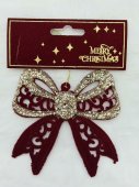 Ornament funda catifelata bordo cu sclipici auriu 10/set