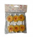 Ornament Decor Flori Lemn Cu Carlig 6/Set Galben