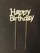 Ornament Metal Happy Brith Day Auriu