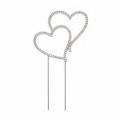 Ornament Metal Inimi Strasuri Argintiu