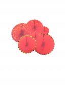Ornamente Din Hartie Rozeta Evantai 6/Set Rosu Cu Auriu