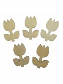 Ornamente Din Lemn Natur De Lipit Flori 50/Set