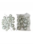 Ornamente Glob cu Sarma 20/set Alb Sidefat