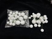 Ornamente Glob cu Sarma Craciun 20/set Alb Sclipici