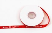 Panglica Craciun Satin 1cm Merry Christmas Rosu