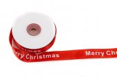 Panglica Craciun Satin 2cm Merry Christmas Rosu
