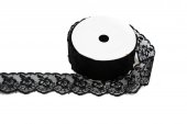 Panglica Dantela Brodata 4cm- 9m Negru