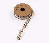 Panglica Din bumbac Cu Note Muzicale 2cm-18m