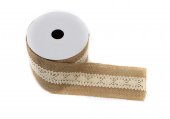 Panglica Iuta cu Broderie Mijloc 6cm/4.5m