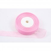 Panglica Organza Cu Buline 2.5cm/50m Roz