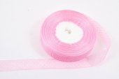 Panglica Organza Cu Buline 2cm/50m Roz