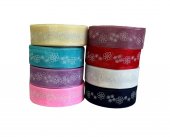 Panglica Organza Cu Flori 2.5cm/25yarzi