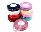Panglica Organza Cu Flori 2cm/50yarzi