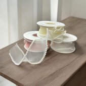 Panglica Organza Perle Margini 4cm-4,5metri