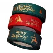 Panglica Rips Craciun 2,5cm-22m Merry Christmas Cu Ren