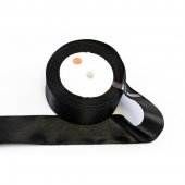Panglica Satin, Negru, rola 22 m, latime 4 cm