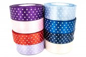 Panglica Satin cu Buline, rola 45 m, latime 4 cm