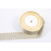 Panglica Satin cu 10 Buline, Crem, rola 22 m, latime 4 cm