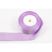 Panglica Satin cu 10 Buline, Mov Deschis, rola 22 m, latime 4 cm