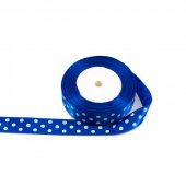 Panglica Satin Cu 3 Buline 2,5 cm/22m Albastru