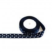 Panglica Satin Cu 3 Buline 2,5 cm/22m Bleomarin Inchis