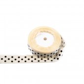 Panglica Satin Cu 3 Buline 2,5 cm/22m Crem