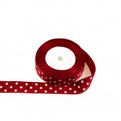 Panglica Satin Cu 3 Buline 2,5 cm/22m Grena