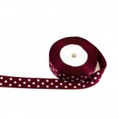 Panglica Satin Cu 3 Buline 2,5 cm/22m Marsala