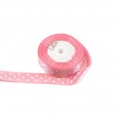Panglica Satin Cu 3 Buline 2,5 cm/22m Roz
