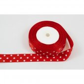 Panglica Satin Cu 3 Buline 2,5cm/22m Rosu026