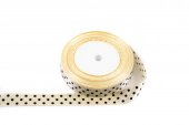 Panglica Satin cu 3 Buline 2cm/22m Crem