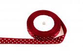 Panglica Satin cu 3 Buline 2cm/22m Grena