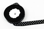 Panglica Satin cu 3 Buline 2cm/22m Negru