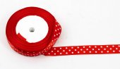 Panglica Satin cu 3 Buline 2cm/22m Rosu