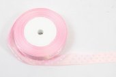Panglica Satin cu 3 Buline 2cm/22m Roz