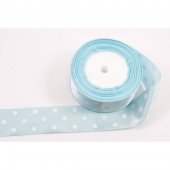 Panglica Satin cu 3 Buline, Bleo Deschis, rola 22 m, latime 4 cm