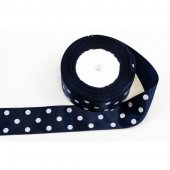 Panglica Satin cu 3 Buline, Bleomarin Inchis, rola 22 m, latime 4 cm