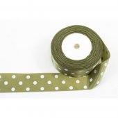 Panglica Satin cu 3 Buline, Cachi Deschis, rola 22 m, latime 4 cm
