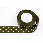 Panglica Satin cu 3 Buline, Cachi Inchis, rola 22 m, latime 4 cm