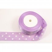 Panglica Satin cu 3 Buline, Lila, rola 22 m, latime 4 cm
