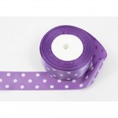 Panglica Satin cu 3 Buline, Mov, rola 22 m, latime 4 cm