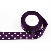 Panglica Satin cu 3 Buline, Mov Inchis, rola 22 m, latime 4 cm