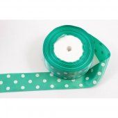 Panglica Satin cu 3 Buline, Vernil, rola 22 m, latime 4 cm