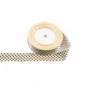 Panglica Satin Cu 6 Buline 2,5 cm/22m Crem