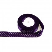 Panglica Satin Cu 6 Buline 2,5 cm/22m Mov Inchis