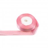 Panglica Satin Cu 6 Buline 2,5 cm/22m Roz