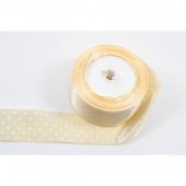 Panglica Satin cu 6 Buline, Crem, rola 22 m, latime 4 cm