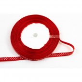 Panglica Satin cu Buline 0.6cm/22m Rosu