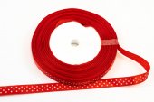Panglica Satin cu Buline 1cm/22m Rosu